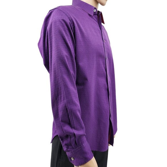 Robert Graham Mens Purple Textured Long Sleeve Button-Up Shirt - Picture 2 of 9